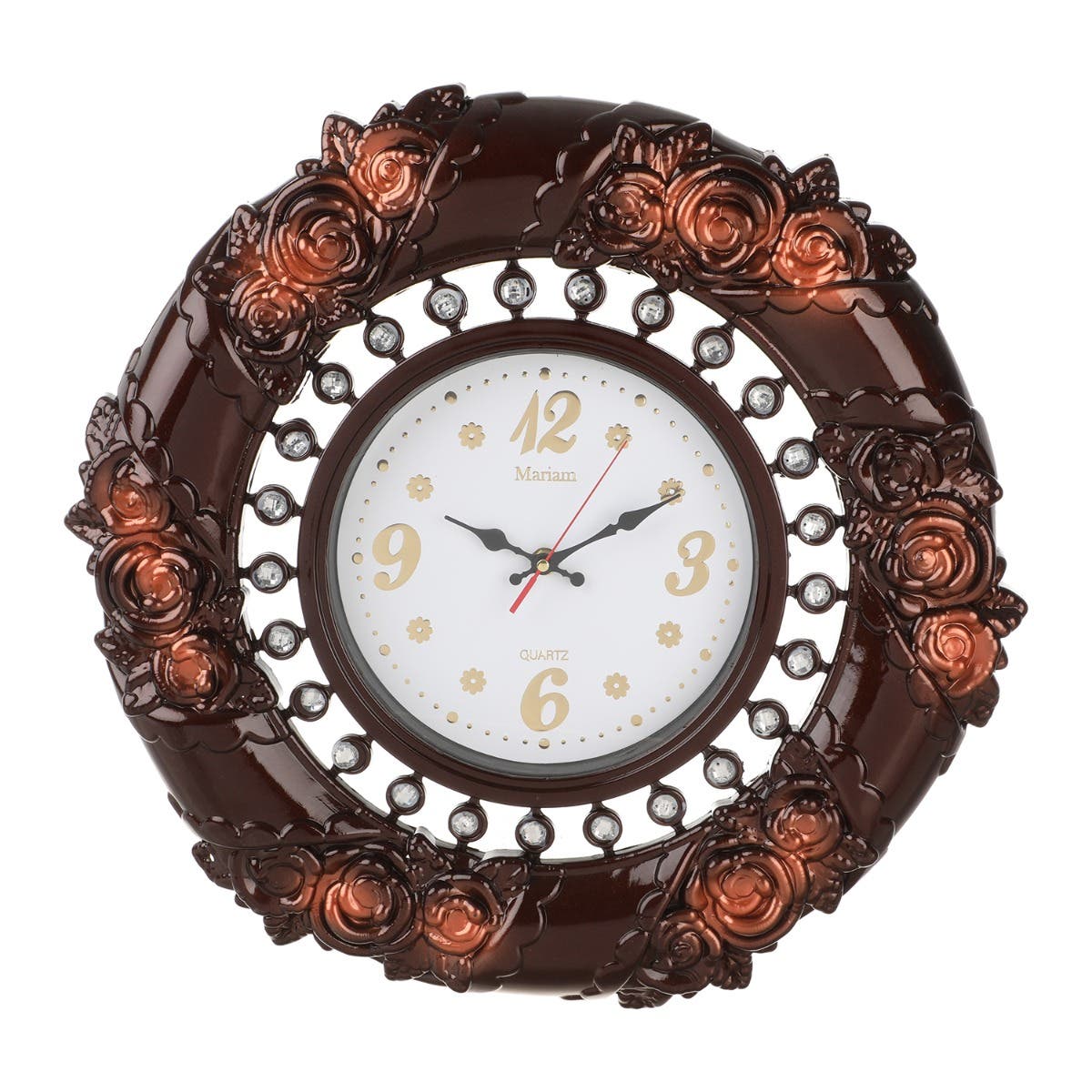 Round Wall Watch, 43 cm - Dark Red