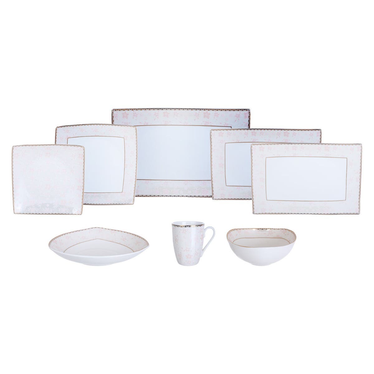 Lotus Dream Porcelain Dinner Set, 33 Pieces - Multicolor