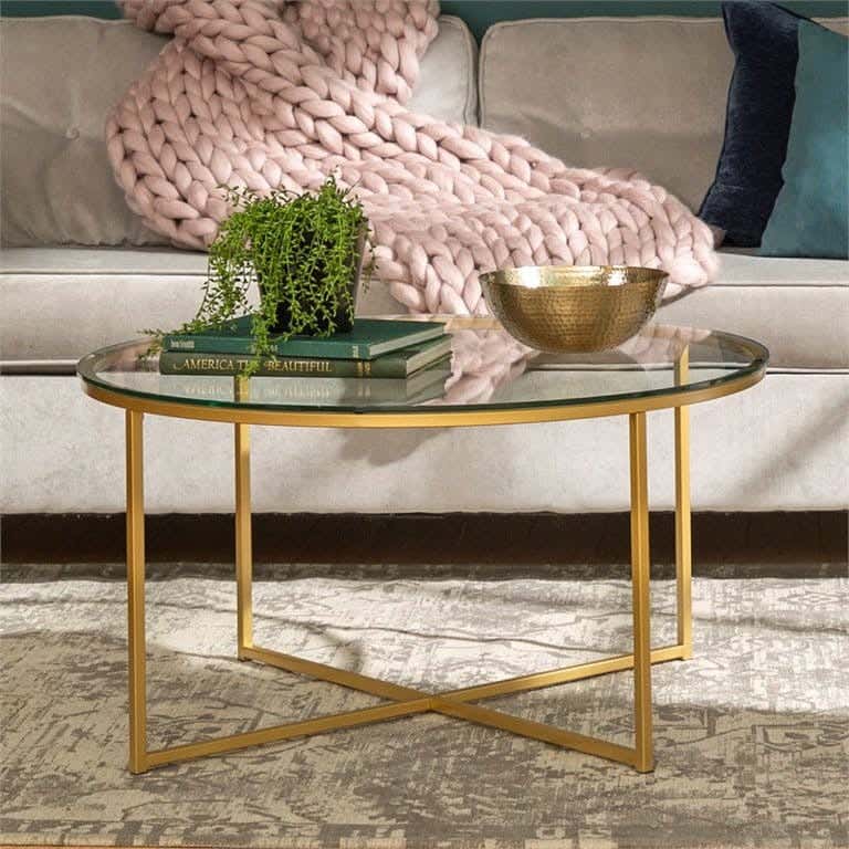 Metal Center Table, 45×65×65 cm - Gold