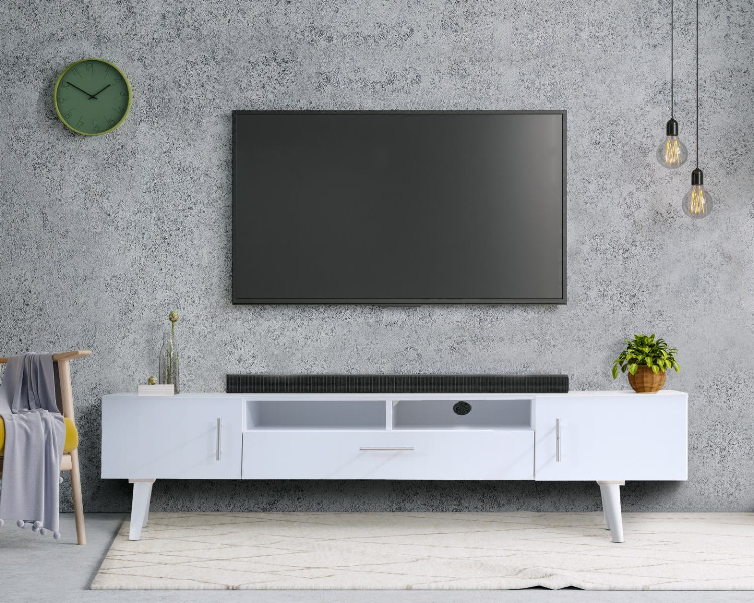 MDF Wood Screen Unit, 50x160x30 cm - White
