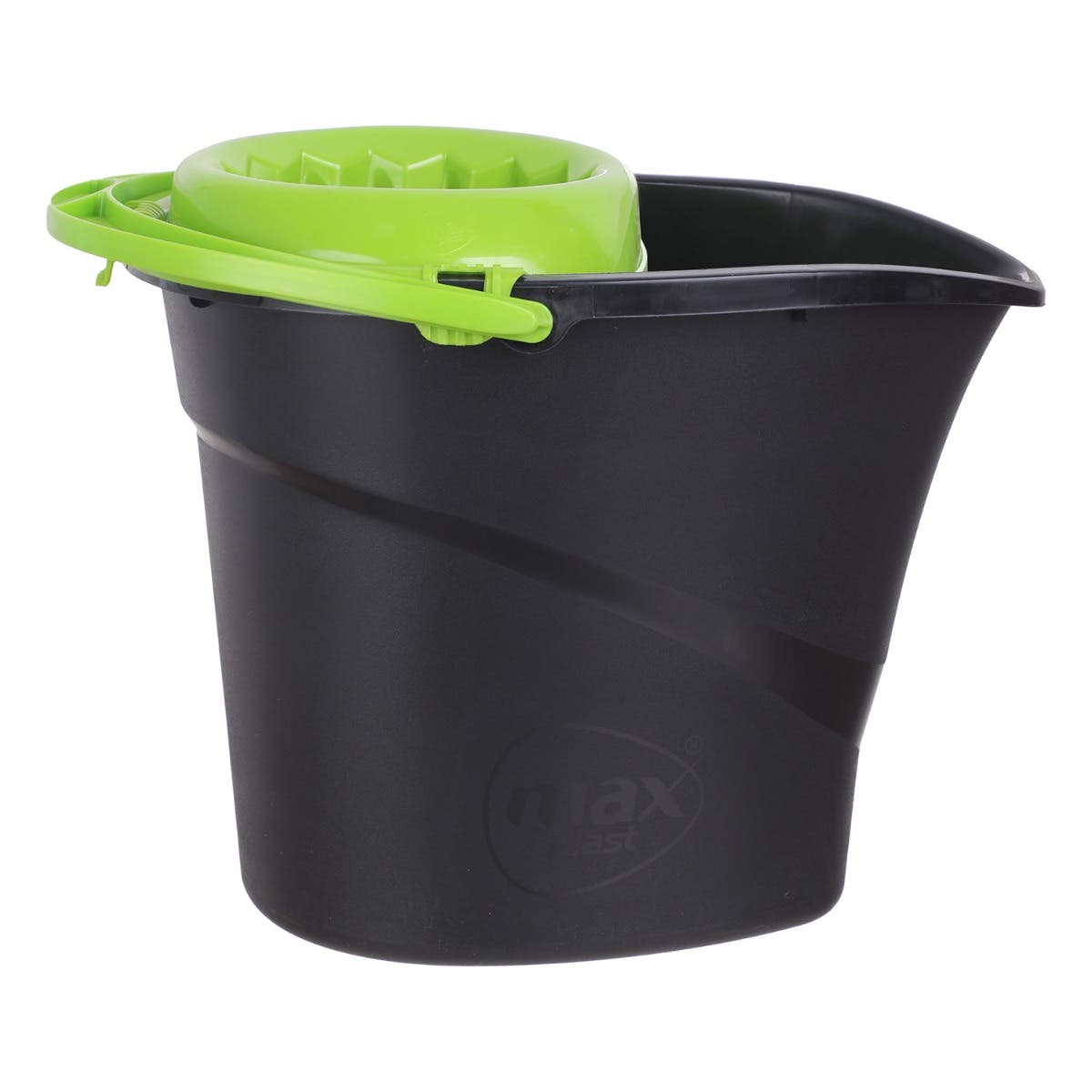 Max Plast Cleaning Bucket with Squeezer, 11 Liter - Black Green