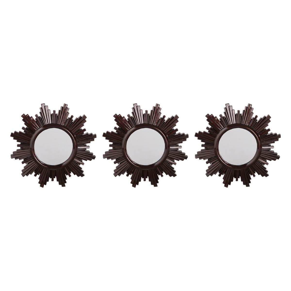 Plastic Round Mirror Set, 24 cm, 3 Pieces - Brown