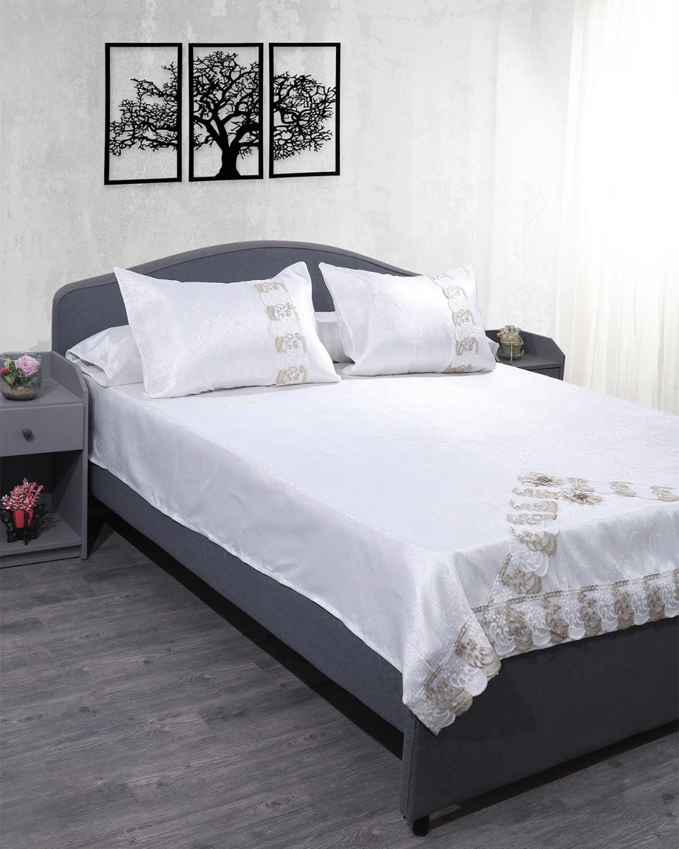 Golden House Bedding Set, 180×220 cm, 6 Pieces - Off White
