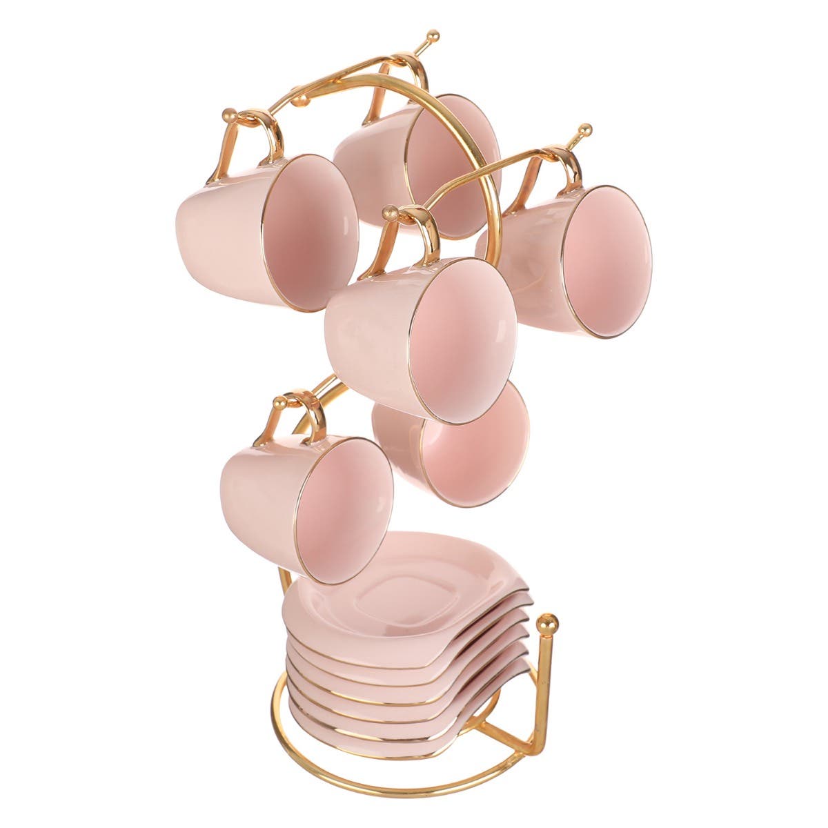 Lotus Dream Porcelain Coffee Cup Set, 12 Pieces - Rose Gold