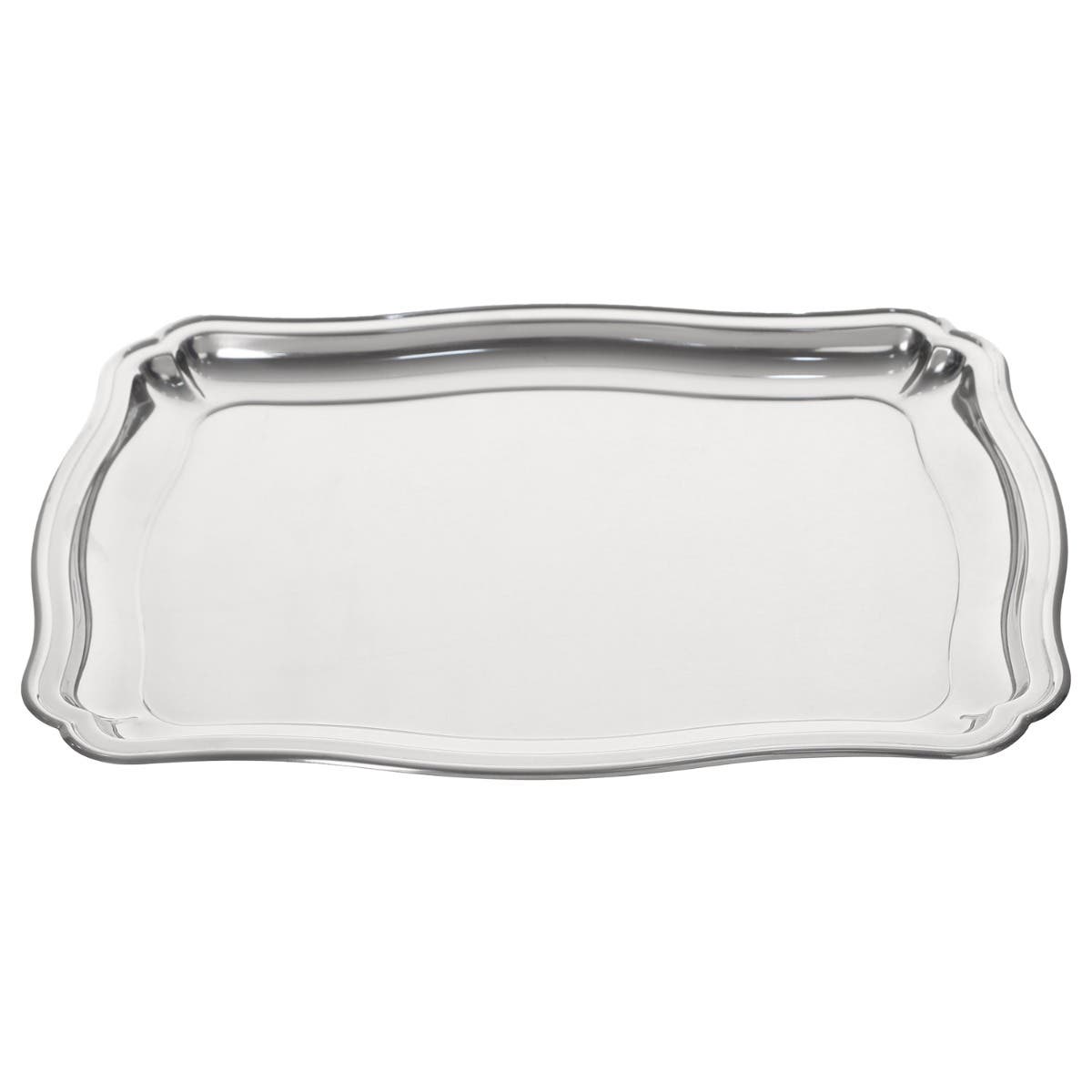 AMW Rectangle Stainless Steel Serving Tray, 40 cm - Silver