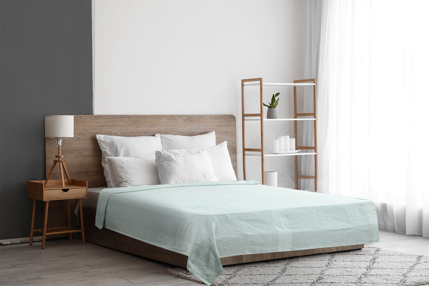 Mehalla Cotton Coverlet, 180X250 Cm, Approximately 375 Grams - Light Green