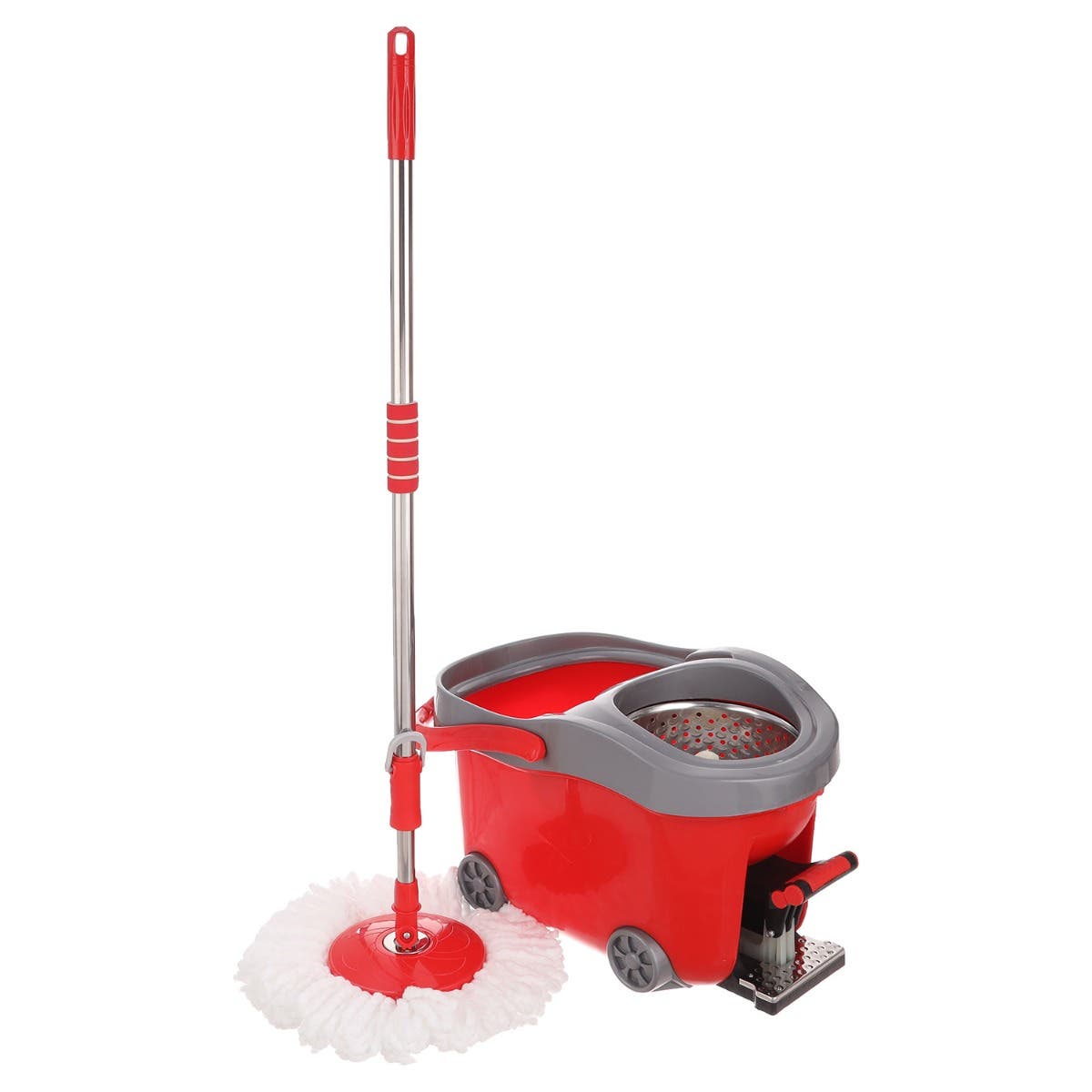 Al Wataneya Bucket with Stainless Steel Strainer, 50×25 cm - Red Grey