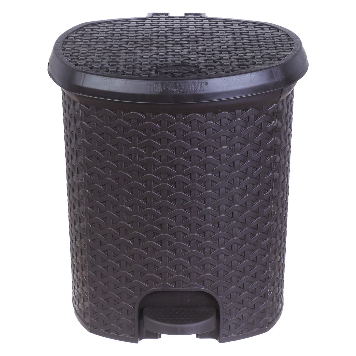 Golden Falcon Rattans Shape Trash Bin With Pedal, 12 Liter - Brown