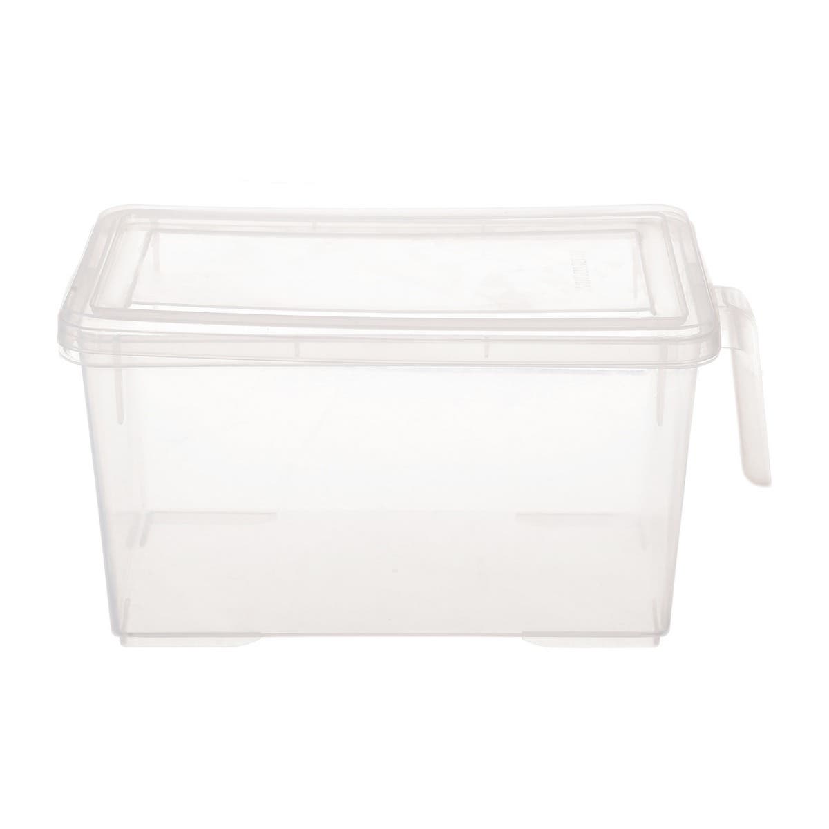 Al Wataneya Plastic Refrigerator Organizer with Lid & Handle, 27×15 cm - Clear