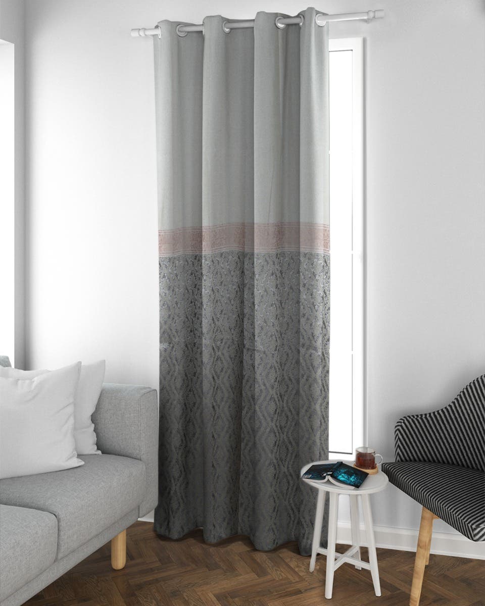 Nageh Tex Silk Curtain with Rings, 250×135 cm - Multicolor ( 1 piece )