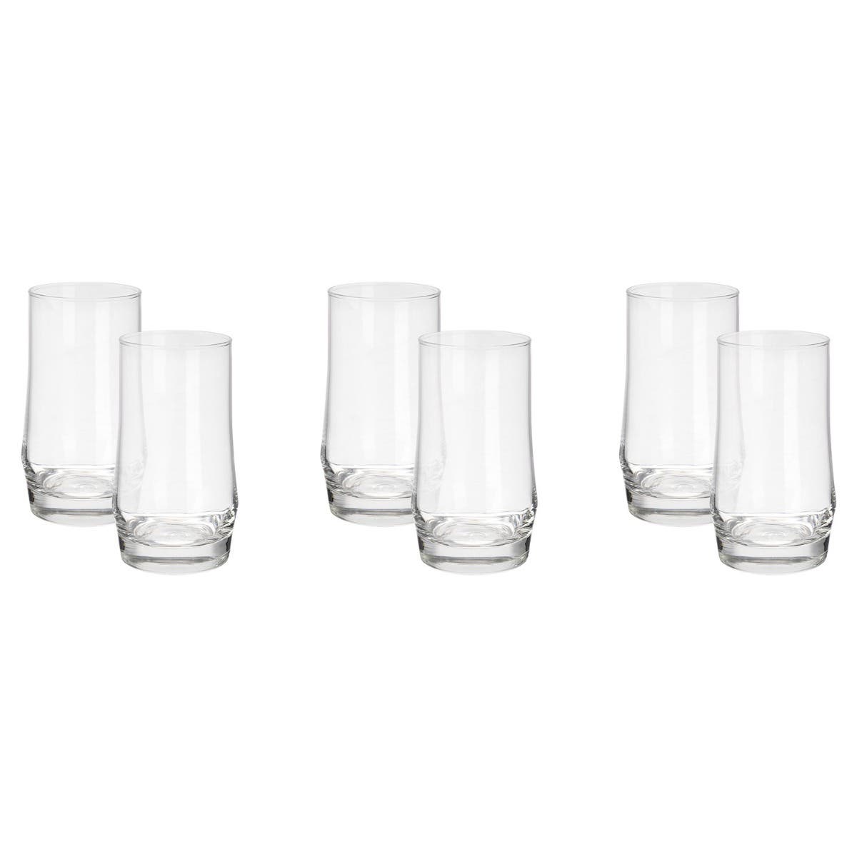 Ocean Glass Cup Set, 6 Pieces, 410 ml - Clear