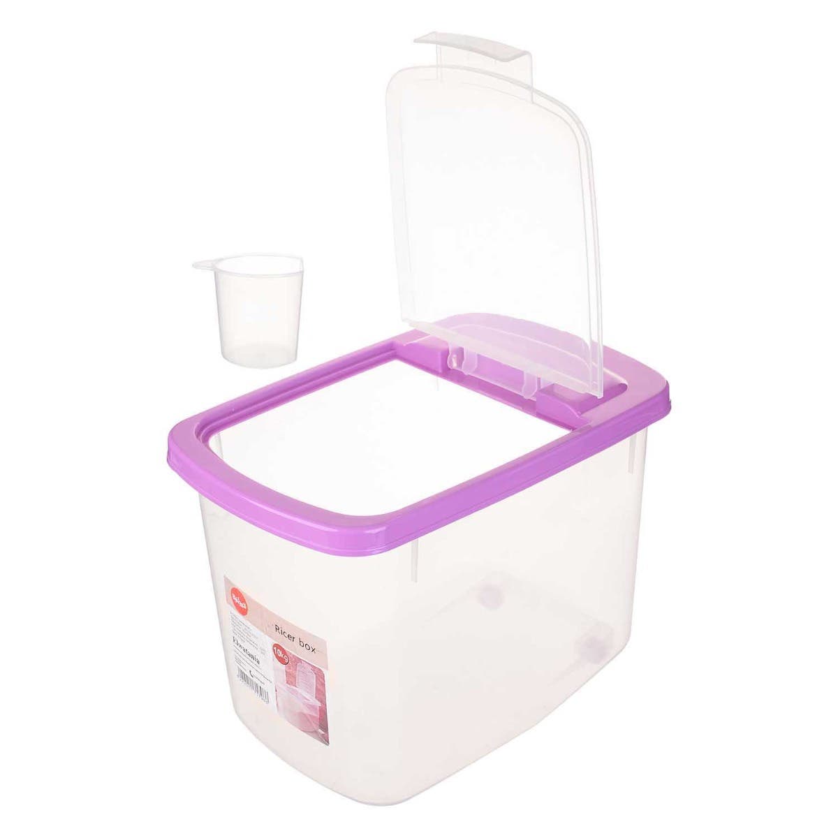 Al Wataneya Rice Storage Box, 10 kg, 19 x 27 x 14.7 cm - Clear Mauve