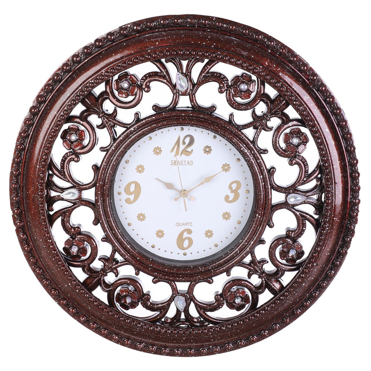 Plastic Round Wall Watch, 55 cm - Dark Red