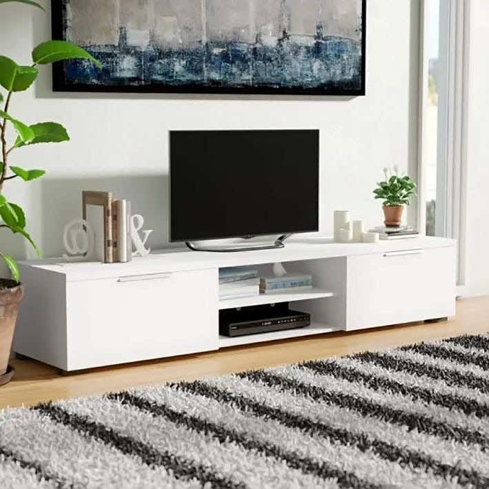 Wooden Tv Table, 180X30X40 Cm - White