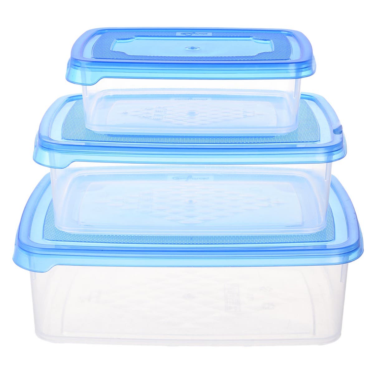 Al Wataneya Plastic Omega Refrigerator Box Set, 3 Pieces - Clear Blue