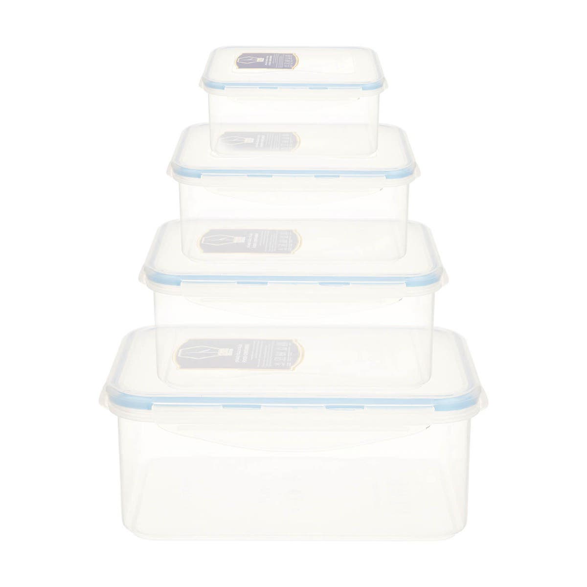 Al Qaed Refrigerator Box, 4 Pieces - Clear Blue