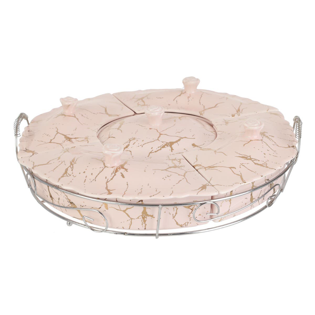 Nuts Bowl Round with Stainless Steel Base, 5 Pieces - Rose