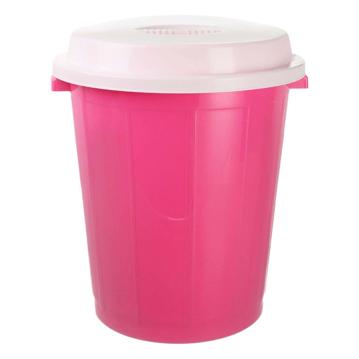 Al Wataneya Plastic Trash Bin with Lid, 50 Liter - Fuchsia