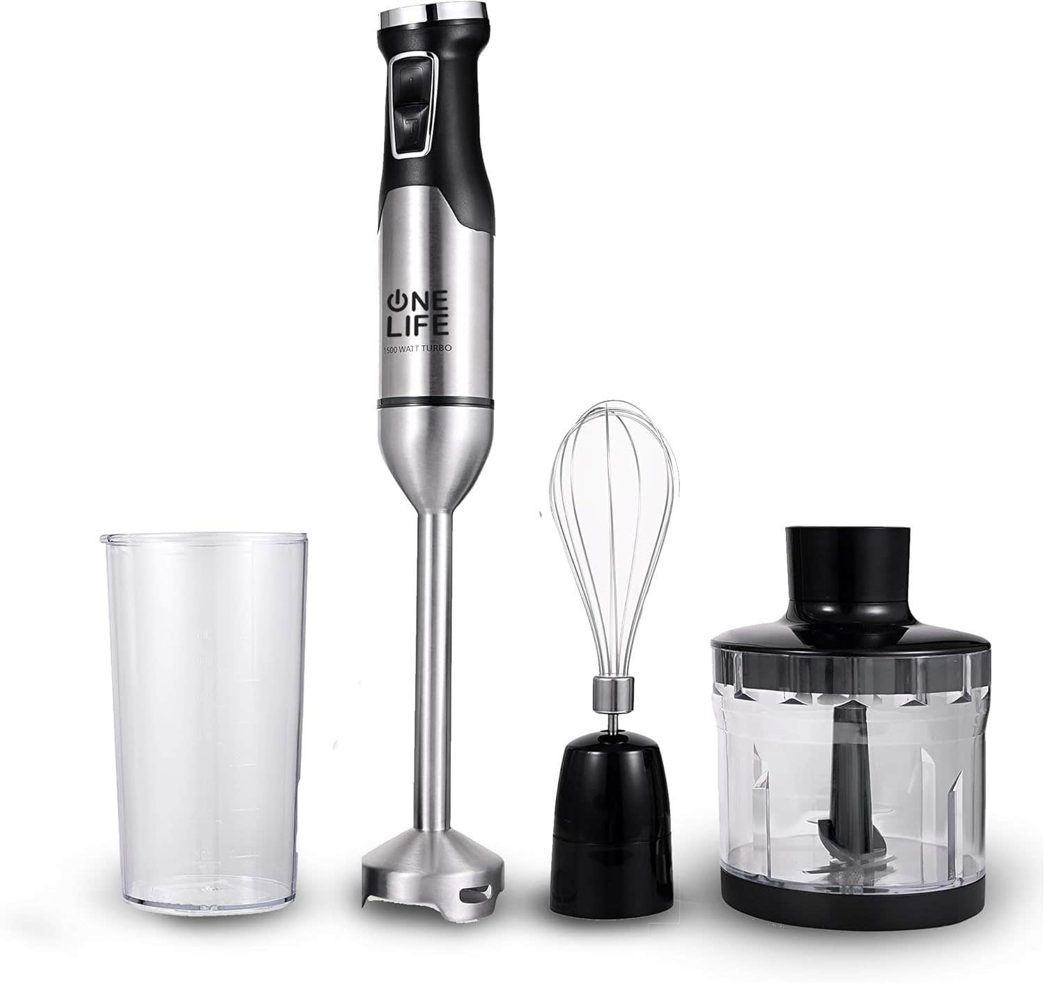One Life HB1500SI Hand blender set, 1500 Watt, 500 ml - Silver Black