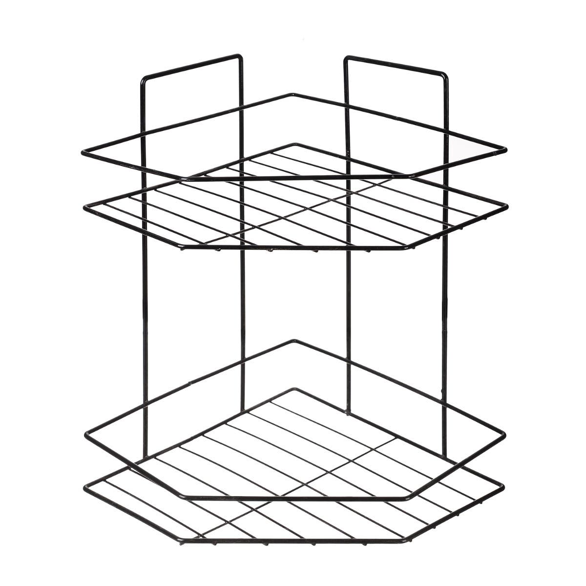 Metal Bathroom Corner, 2 Layers, 30x25 cm - Black