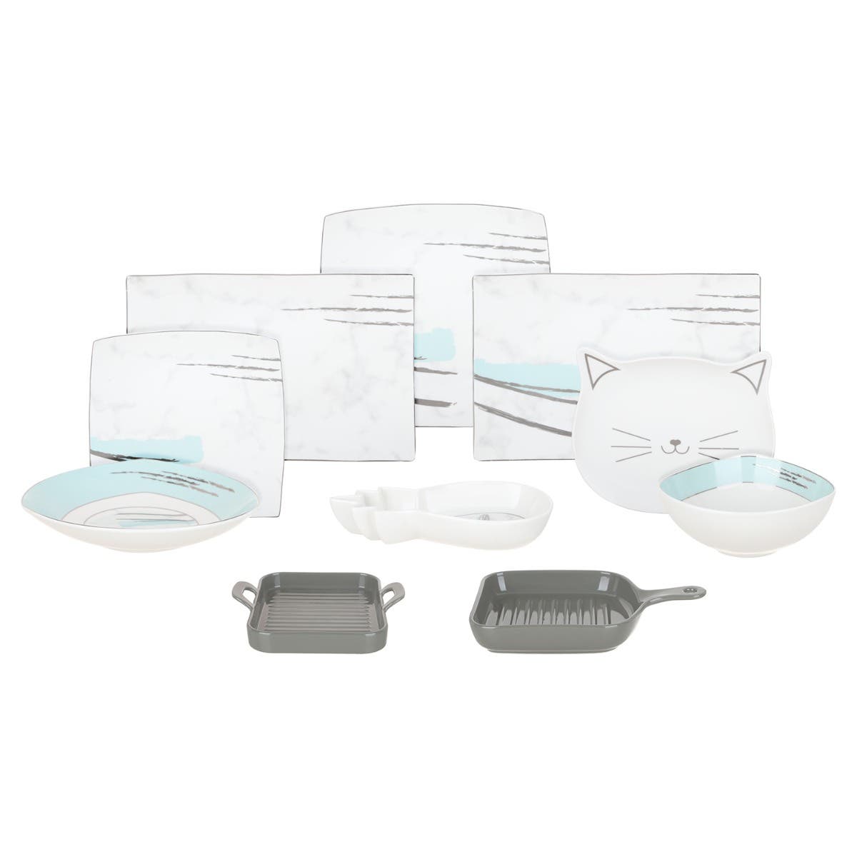 Lotus Porcelain Dinner Set, 36 Pieces - MultiColor