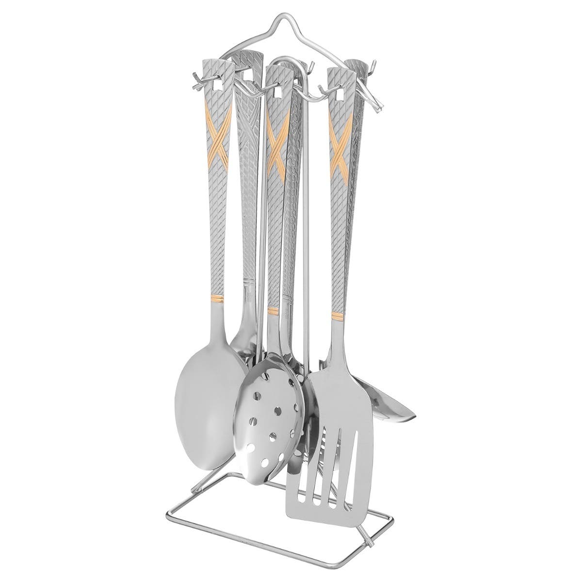 Dream Life Stainless Steel Serving Tools, 7 Pieces - Silver Gold