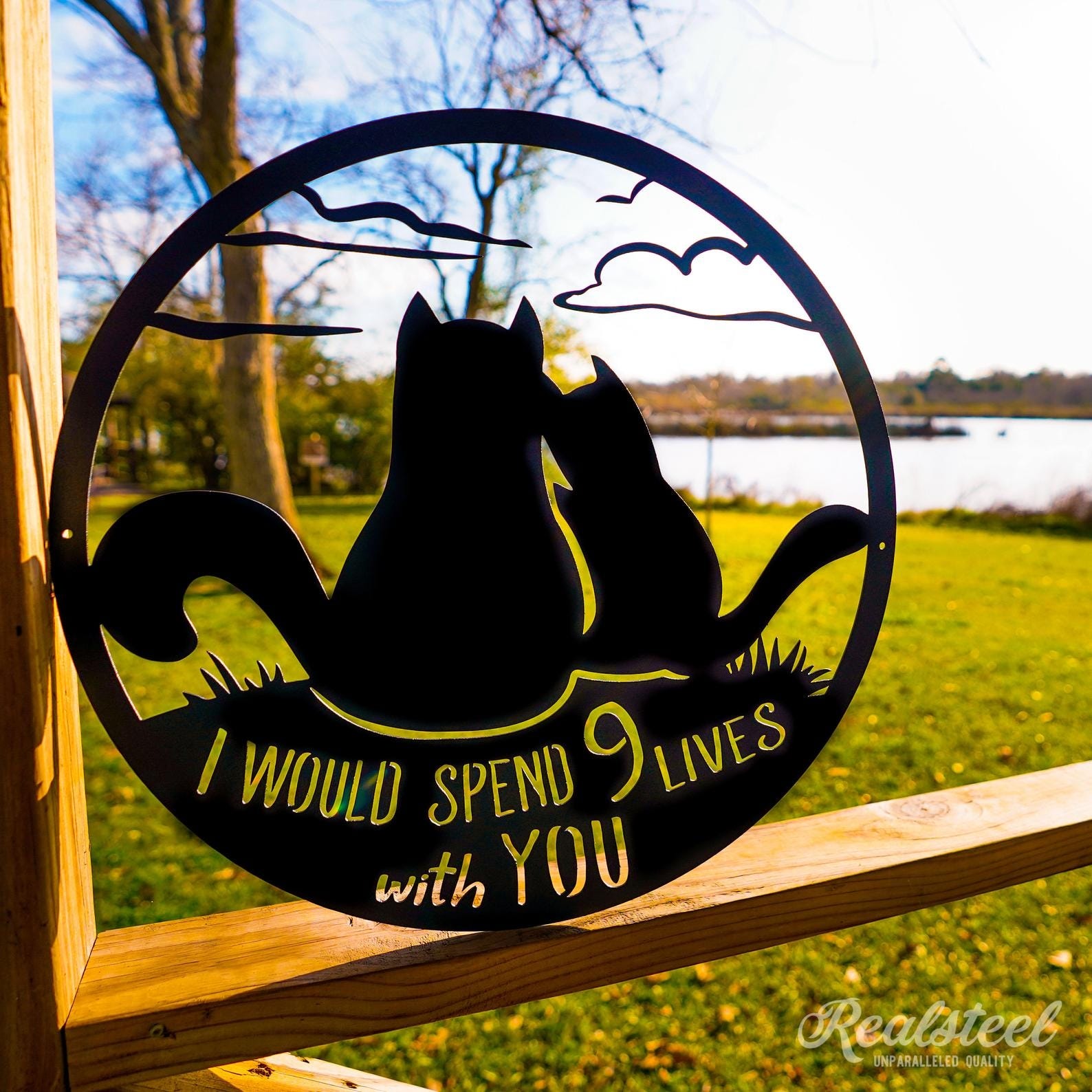MDF Cat Love Wall Hanging Art, 100X100X0.5 Cm - Black