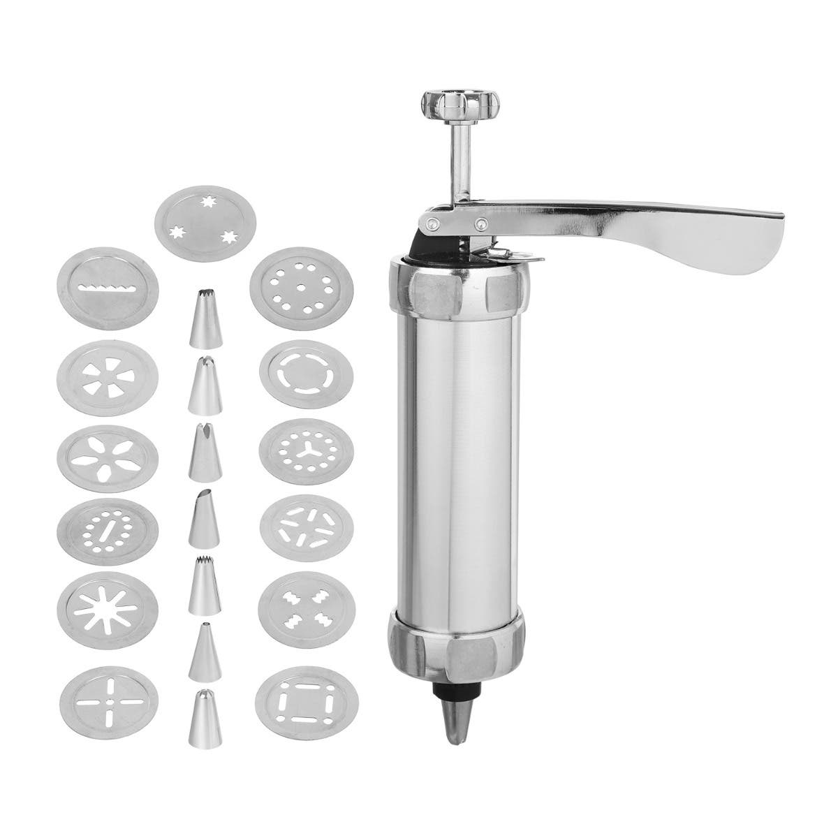 Stainless Steel Petit Four Making Machine With Plastic/Stainless Steel Handle + 20 Different Shapes - Silver