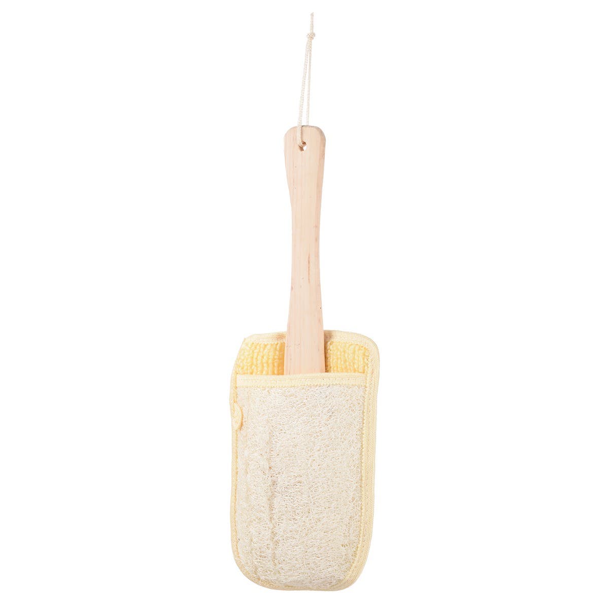 Elegant Touch Back Loofah with Wood Handle - Beige