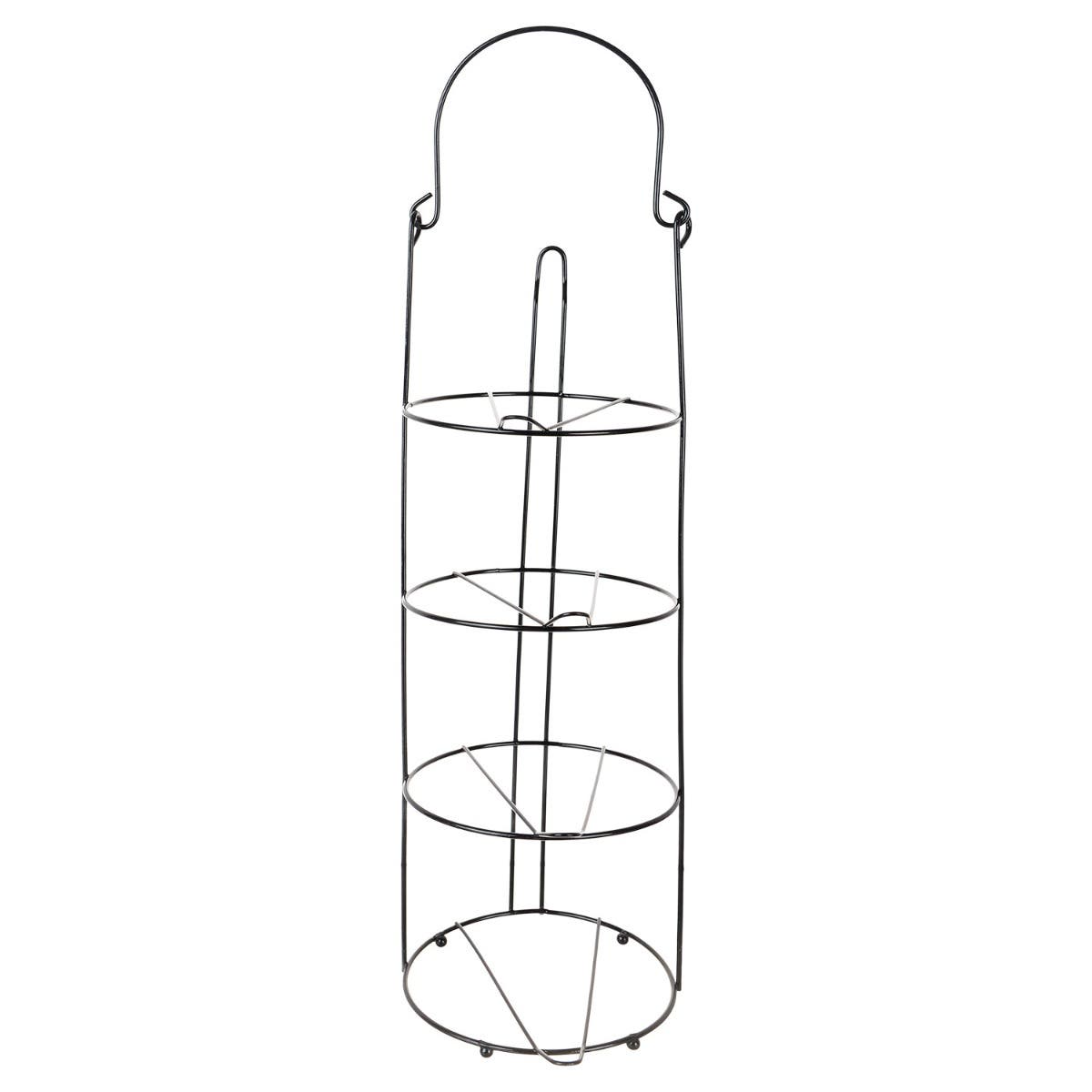 Atom Steel Soup Bowl Set Holder with Round Base, 4 Sheves - Black