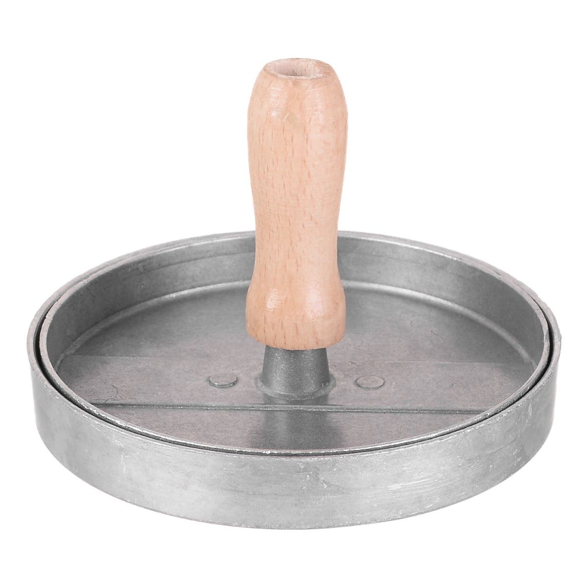 Elcheef Meatl Burger Press With Wooden Handle Set, 2 Pieces - Silver