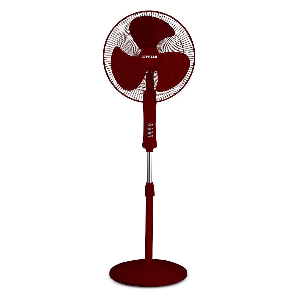 Fresh Sunny Stand Fan, 16-inch Piano, 3 Speeds - Dark Red