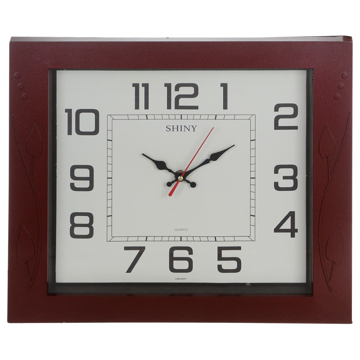 Plastic Wall Watch, 40×35 cm - Dark Red