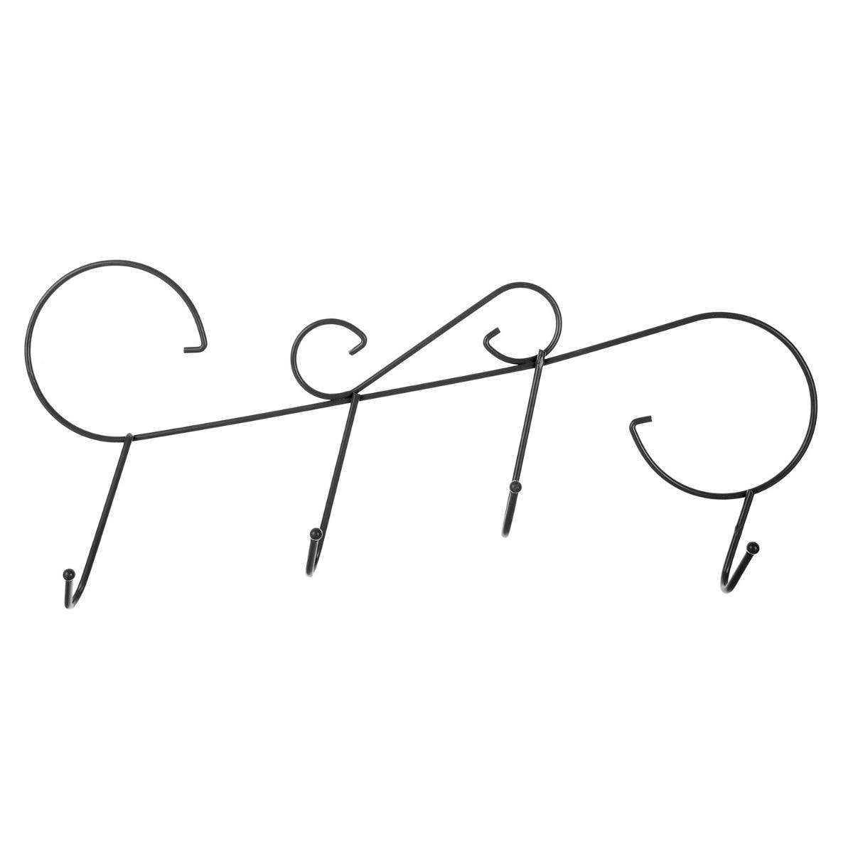 Stainless Steel Door Hanger, 4 Hooks, 40 cm - Black