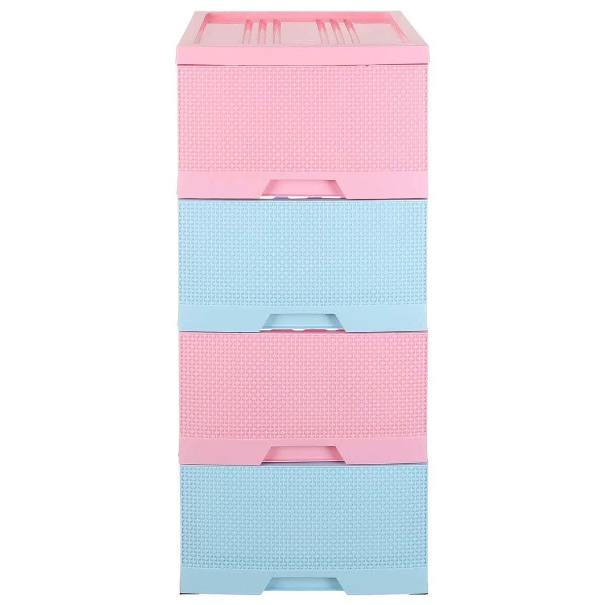 Al Wataneya Plastic Trolley, 47×37×90 cm, 4 Drawers - Light Blue Pink