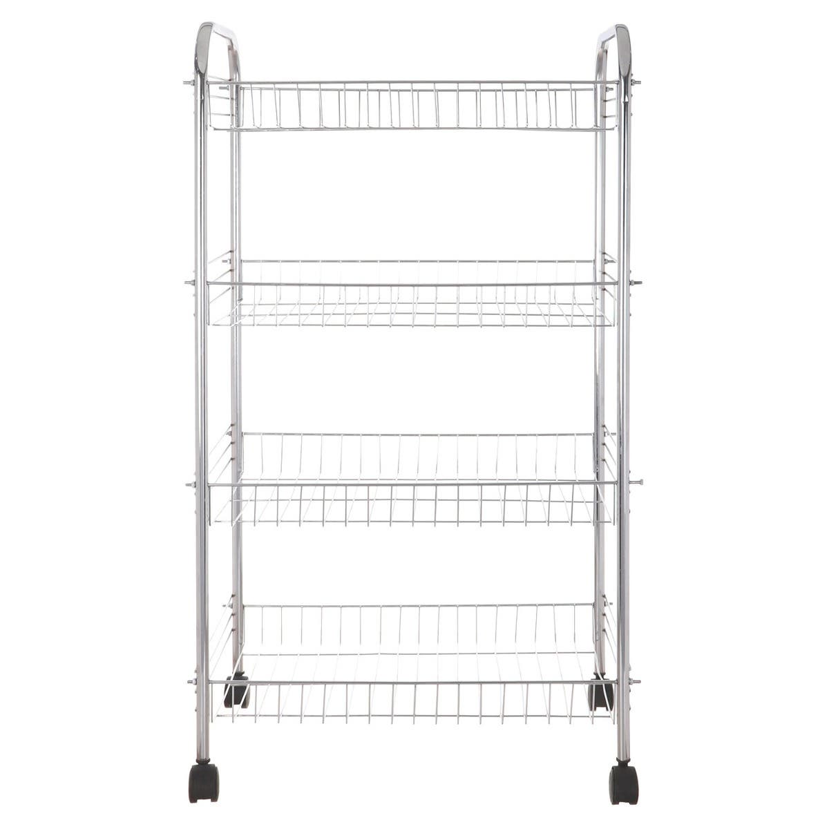 Malik Star Trolley, 4 Layers, 30×55×95 cm - Silver