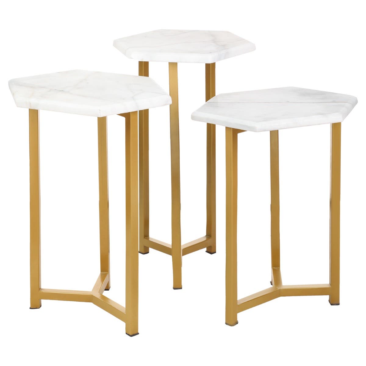 Steel & Marble Side Table, 35×55 cm - Gold
