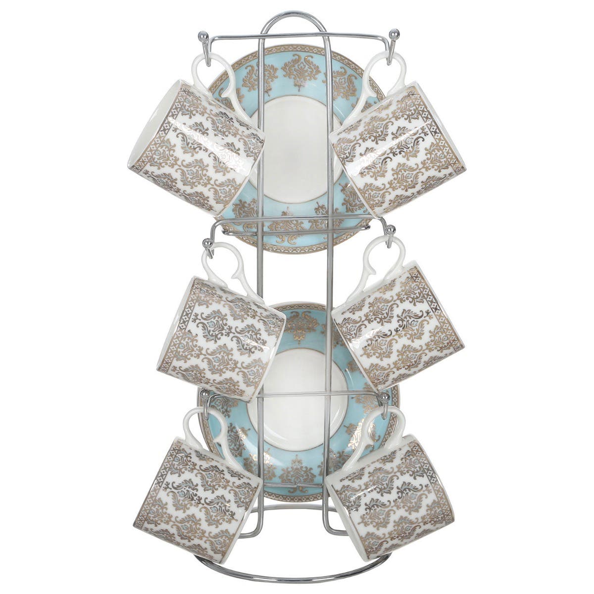 Lotus Dream Porcelain Coffee Cup Set, 12 Piece - Multicolor