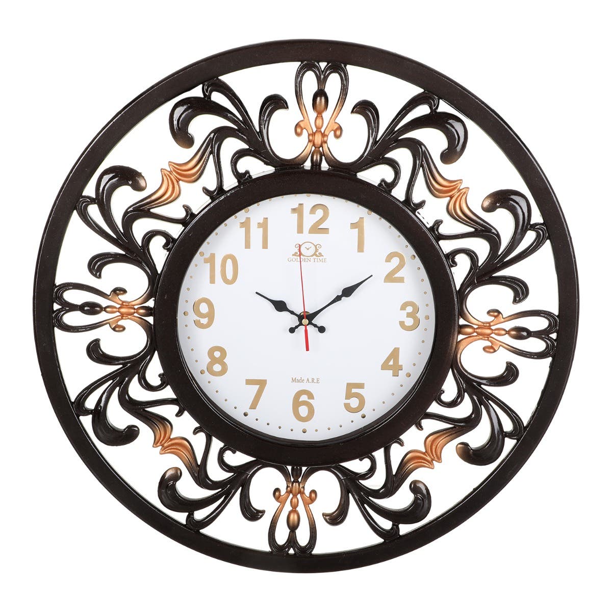 Round Plastic Wall Watch, 50 cm - Brown