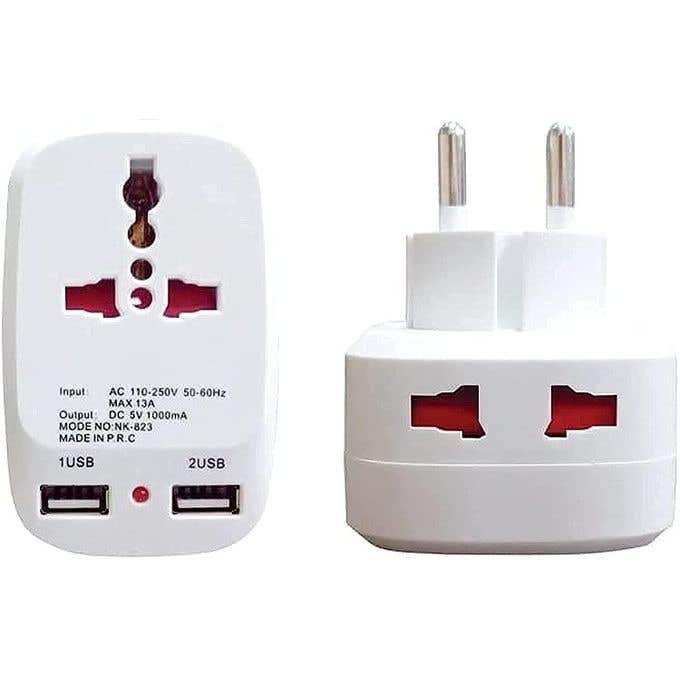 Wall Power Strip, Multi-Socket, 2 USB, Light Indicator - White