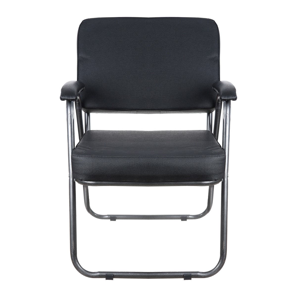 Al Fath Metal Padded Leather Chair, 50×50×80 cm - Black