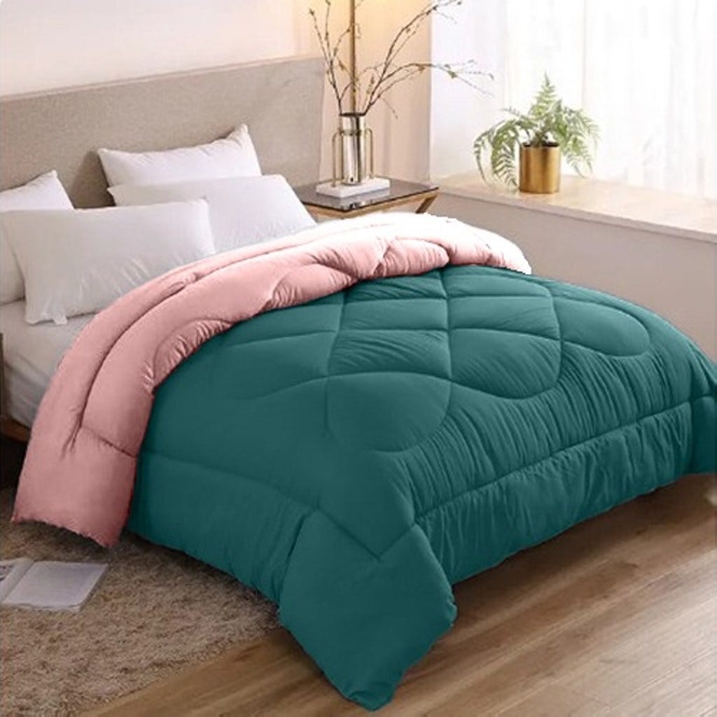 Line Sleep Fiber Double Face Quilt, 220x180 cm - Simone Dark Green