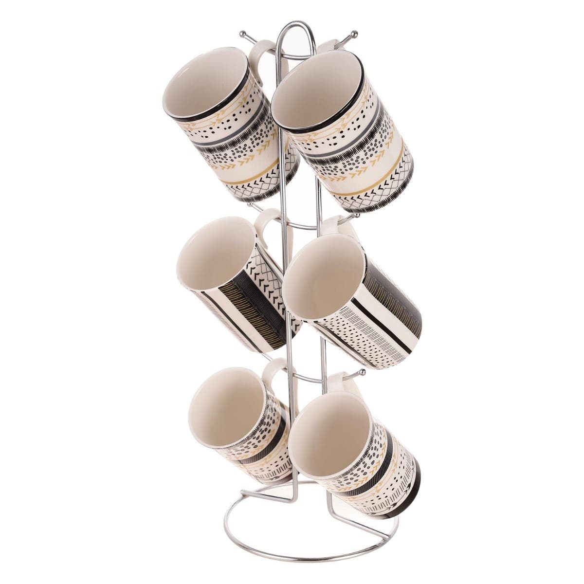 Lotus Dream Porcelain Mug Set, 6 Pieces - Multicolor