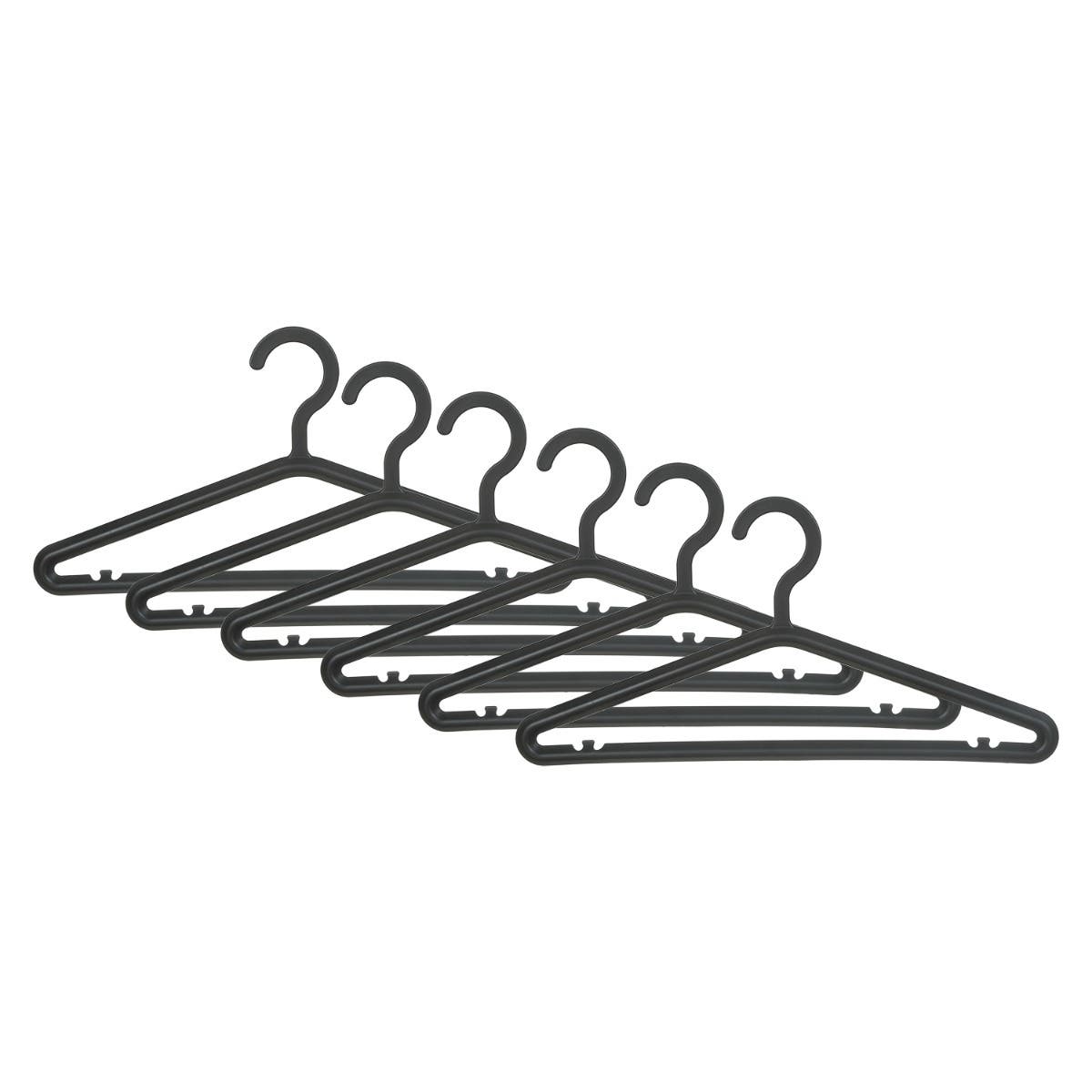 M Design Plastic Hanger Set, 6 Pieces - Black