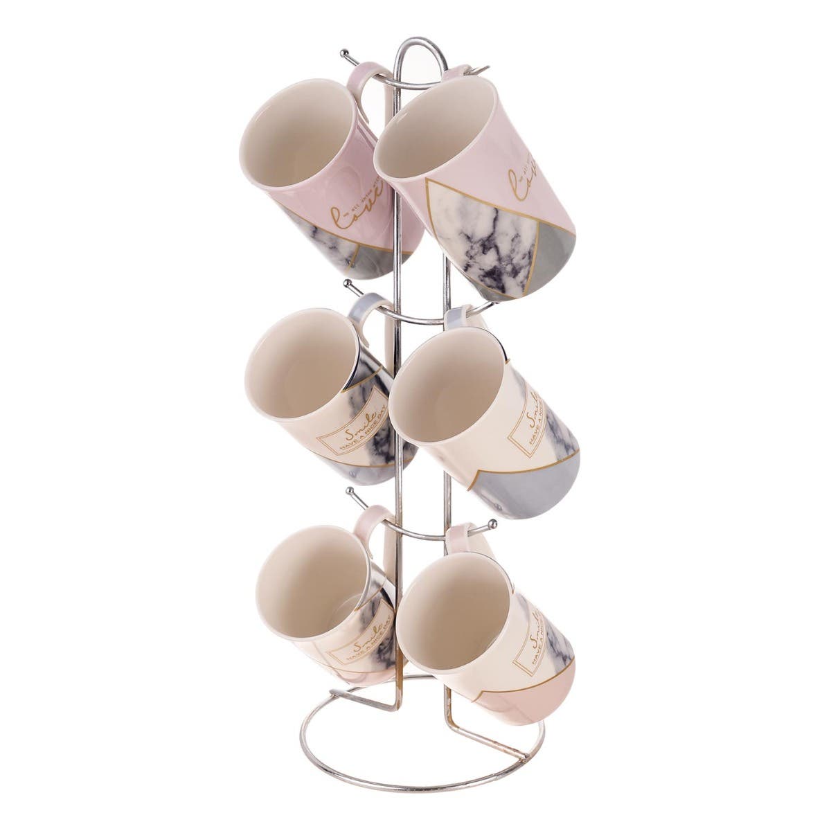 Lotus Dream Porcelain Mug Set, 6 Pieces - Multicolor