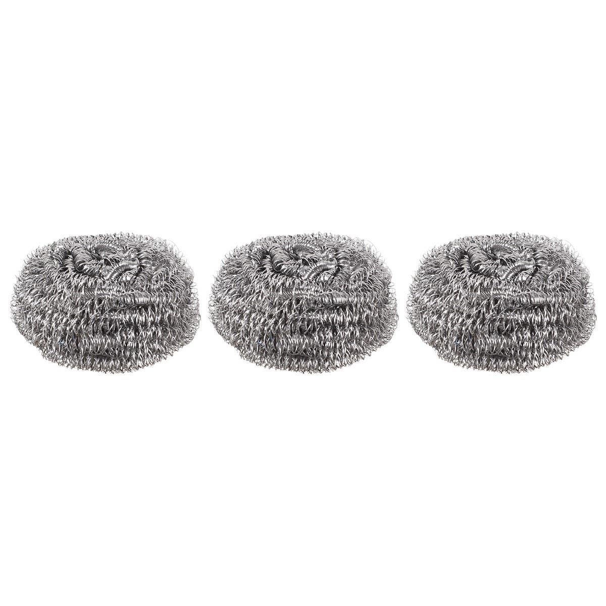 Beba Round Metallic Scourer Set, 3 Pieces - Silver