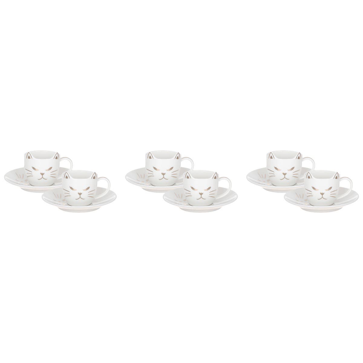 Lotus Dream Porcelain Coffee Cup Set, 12 Pieces - White
