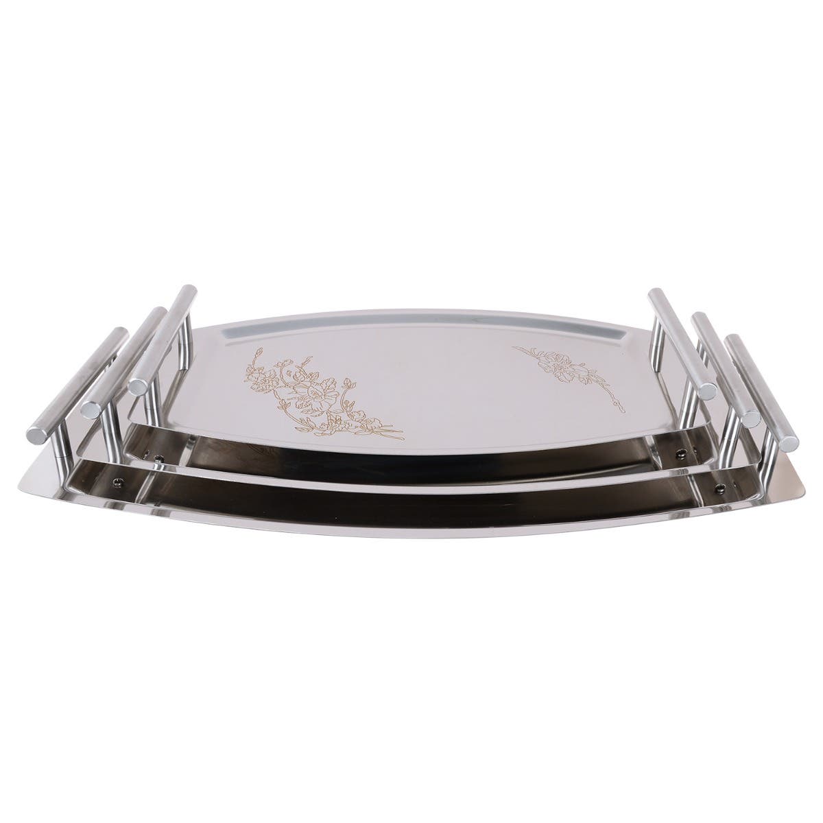 Nouval Stainless Steel Serving Tray Set, 3 Pieces - Silver