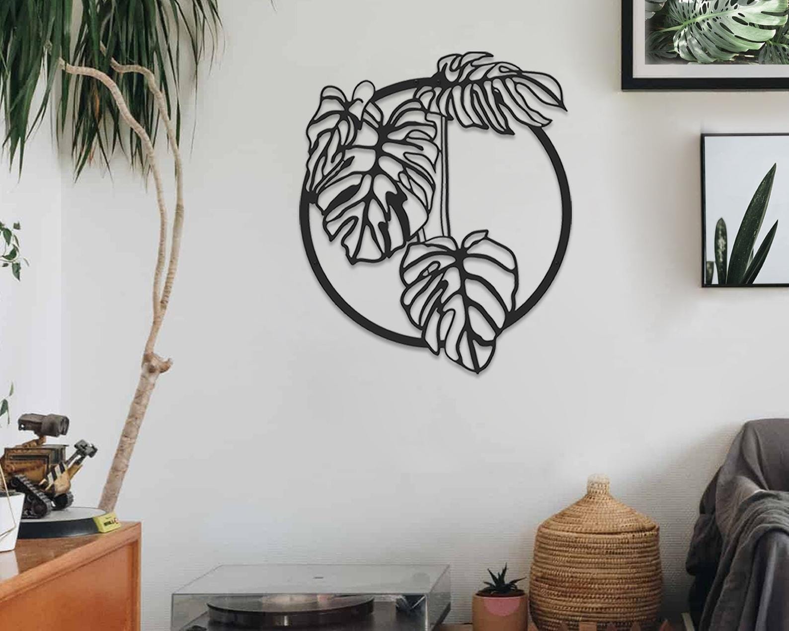 MDF Monstera Plant Leaf Wall Hanging Art, 100X83X0.5 Cm - Black