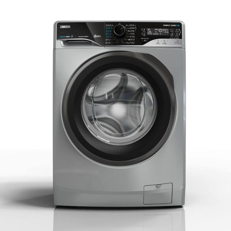 Zanussi 914909476 TC Fully Automatic Washing Machine, 9 kg, 1200 rpm, Inverter - Silver